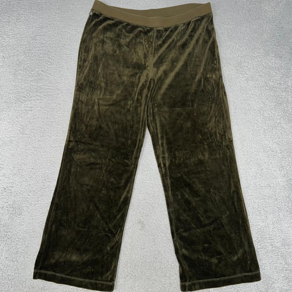 VTG Lauren Ralph Lauren Active Pants Womens Sz L Olive Velvet Velour Jogger Y2k